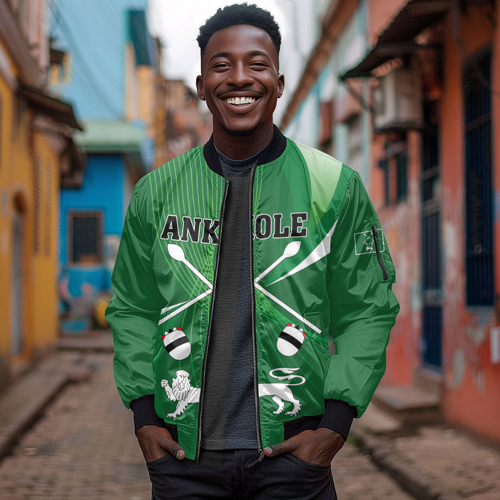 Personalised Kingdom of Ankole Sleeve Zip Bomber Jacket Obugabe Bw Ankole