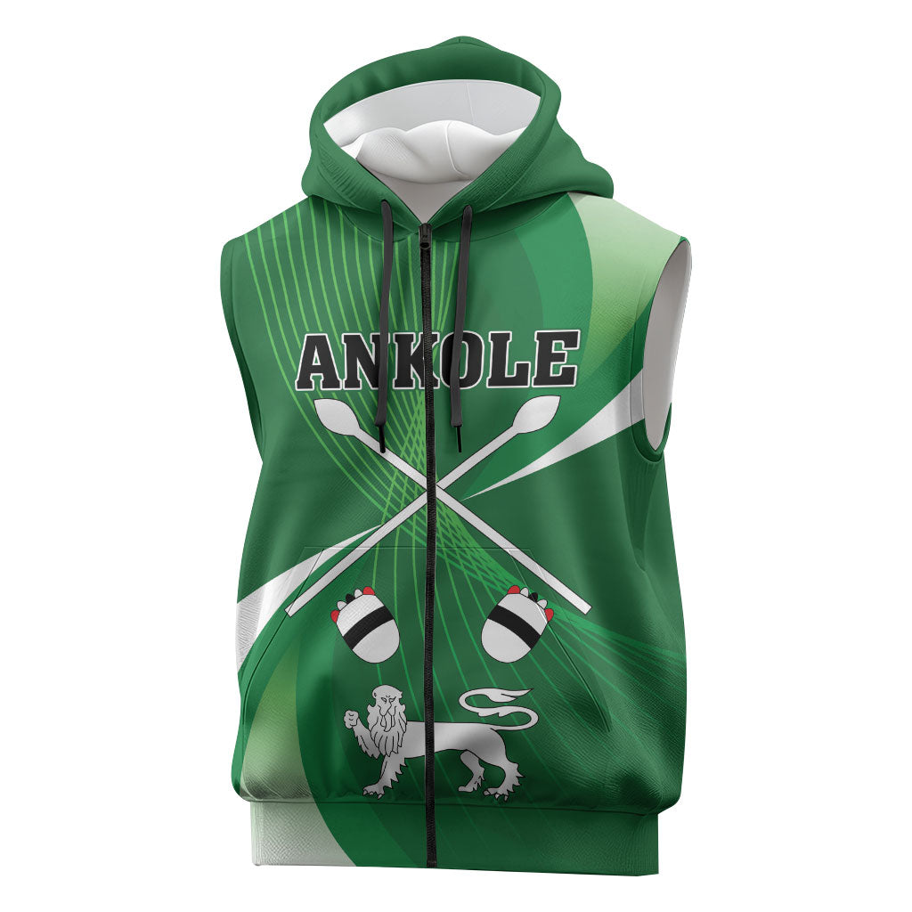 Personalised Kingdom of Ankole Sleeveless Zip Hoodie Obugabe Bw Ankole