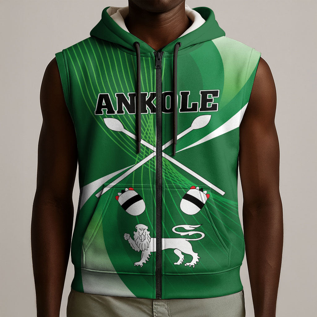 Personalised Kingdom of Ankole Sleeveless Zip Hoodie Obugabe Bw Ankole