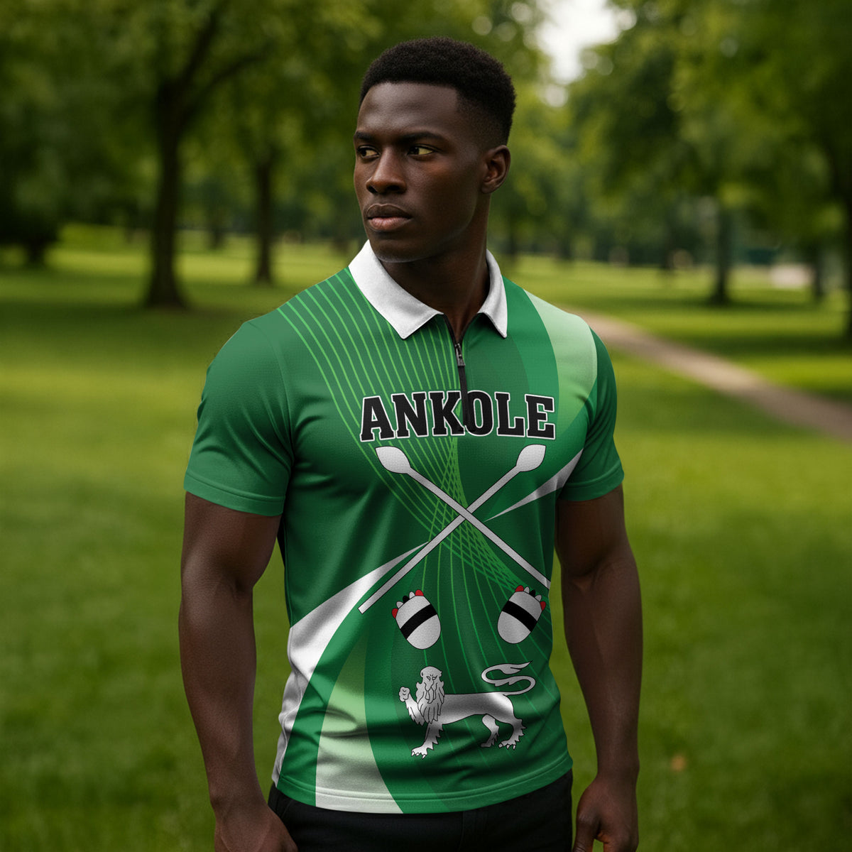Personalised Kingdom of Ankole Zipper Polo Shirt Obugabe Bw Ankole