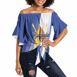 Personalised Buganda Off Shoulder Wrap Waist Top Ekitiibwa kya Buganda
