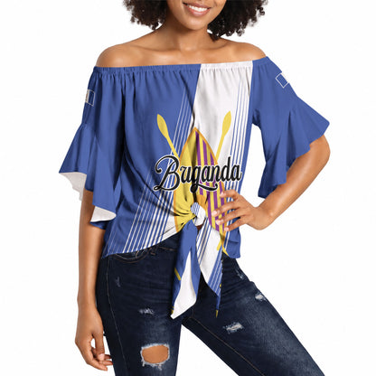 Personalised Buganda Off Shoulder Wrap Waist Top Ekitiibwa kya Buganda