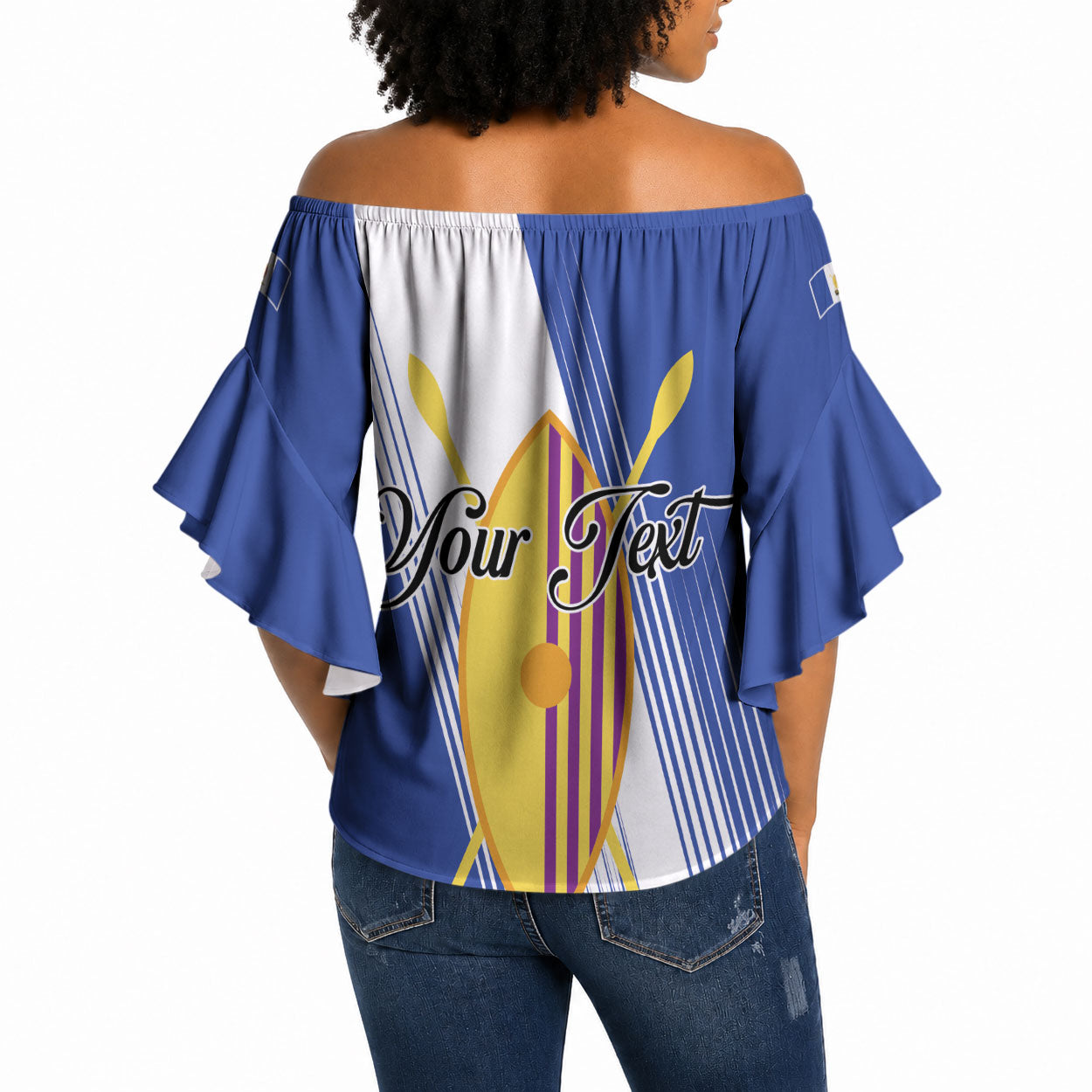 Personalised Buganda Off Shoulder Wrap Waist Top Ekitiibwa kya Buganda