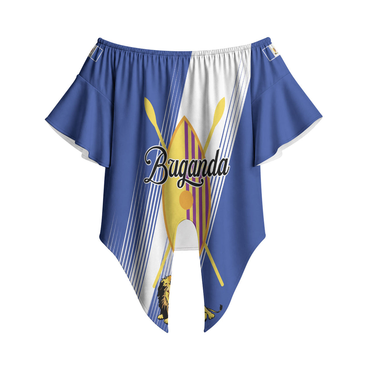 Personalised Buganda Off Shoulder Wrap Waist Top Ekitiibwa kya Buganda