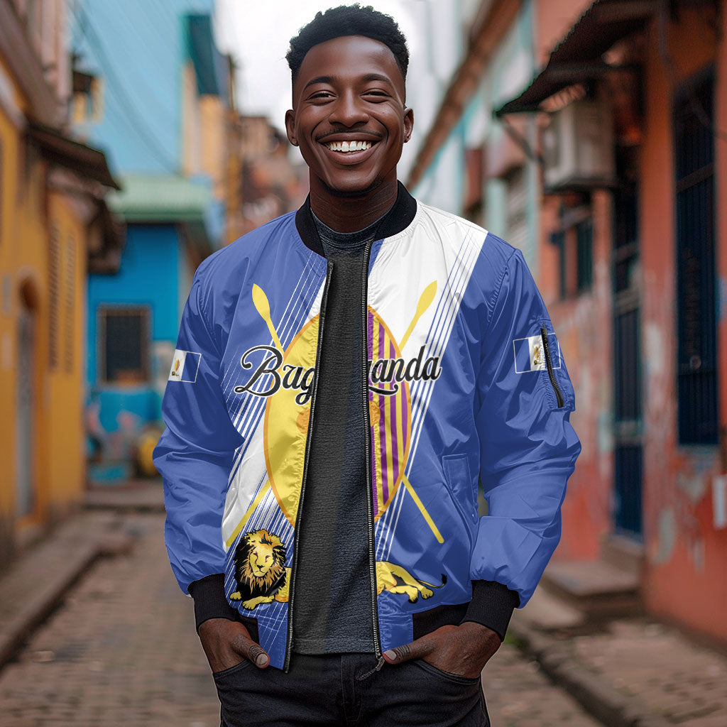 Personalised Buganda Sleeve Zip Bomber Jacket Ekitiibwa kya Buganda