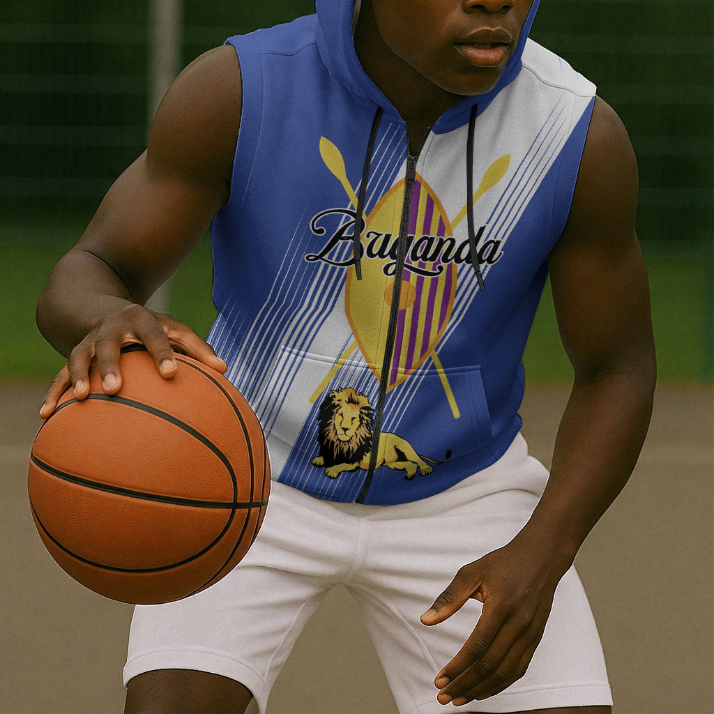 Personalised Buganda Sleeveless Zip Hoodie Ekitiibwa kya Buganda
