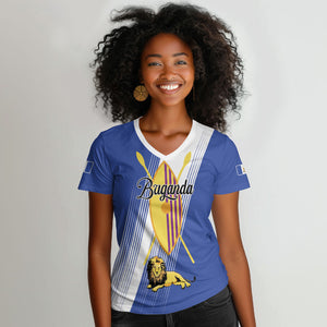 Personalised Buganda Women V-Neck T-Shirt Ekitiibwa kya Buganda