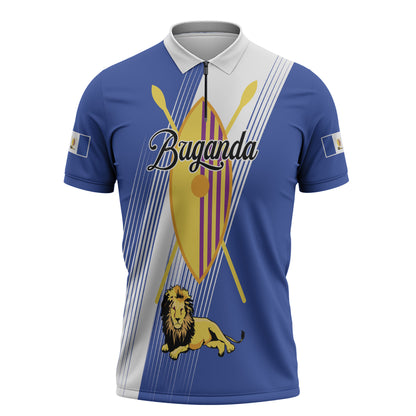 Personalised Buganda Zipper Polo Shirt Ekitiibwa kya Buganda