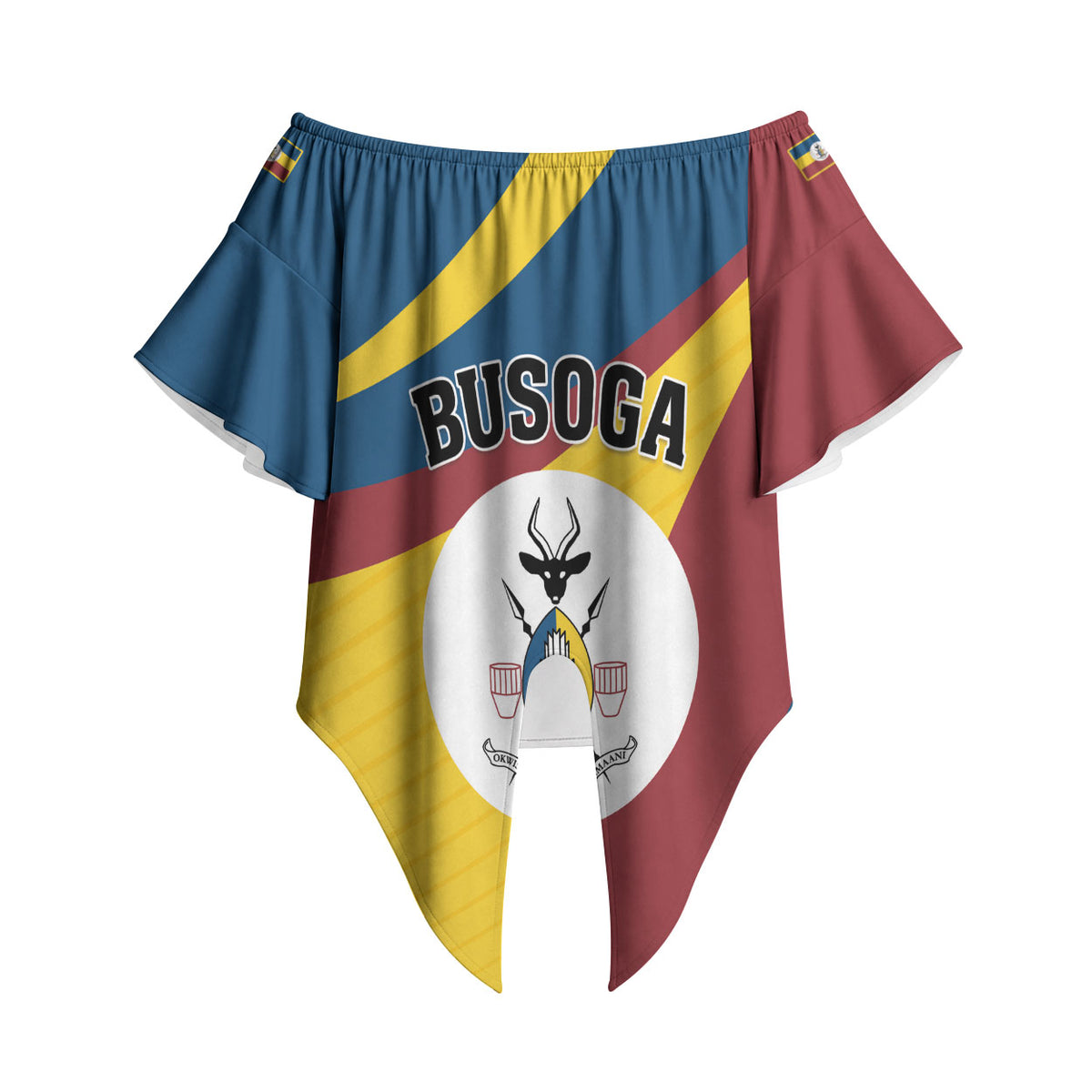 Personalised Kingdom of Busoga Off Shoulder Wrap Waist Top Land of the Soga