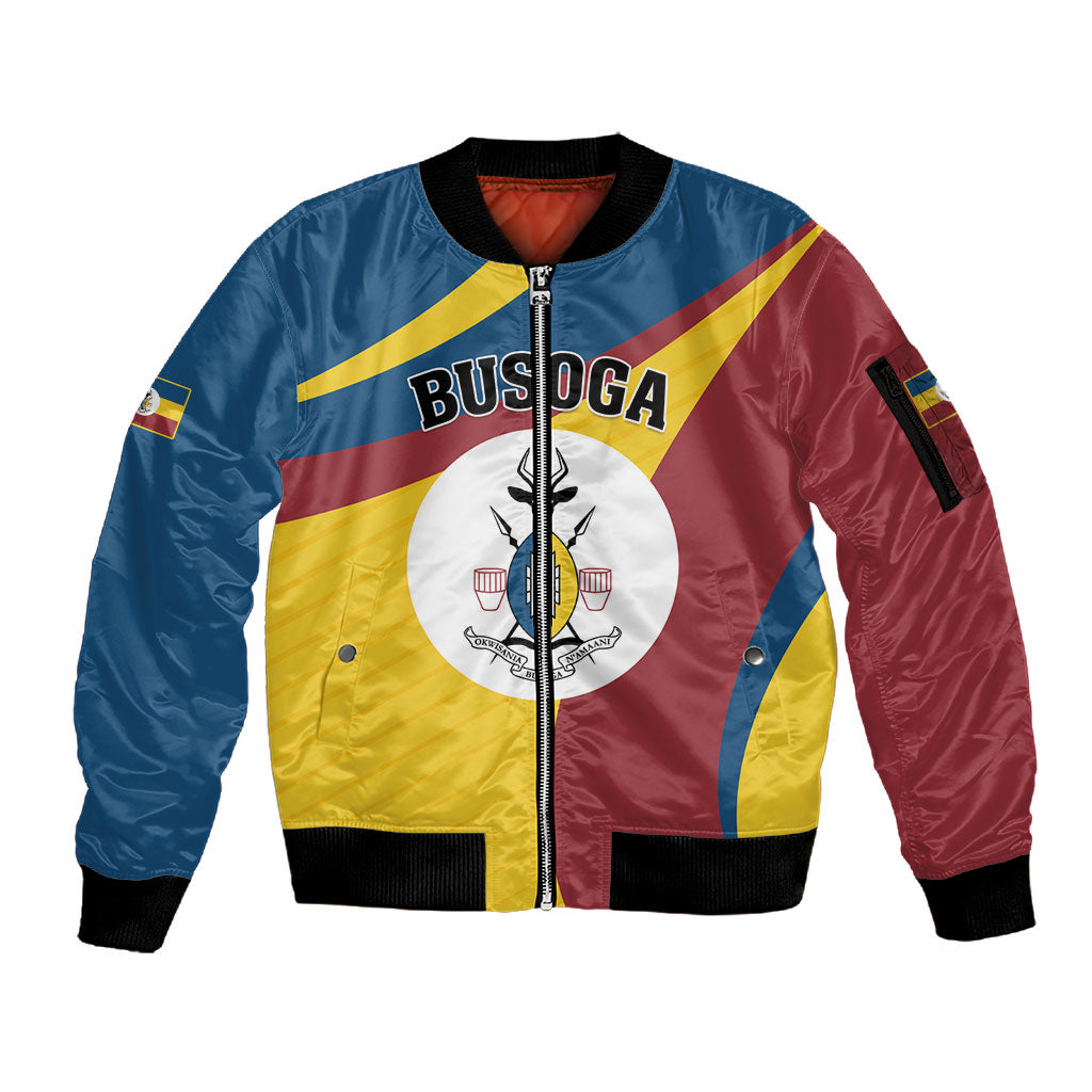 Personalised Kingdom of Busoga Sleeve Zip Bomber Jacket Land of the Soga