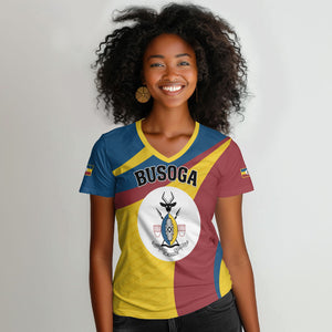 Personalised Kingdom of Busoga Women V-Neck T-Shirt Land of the Soga