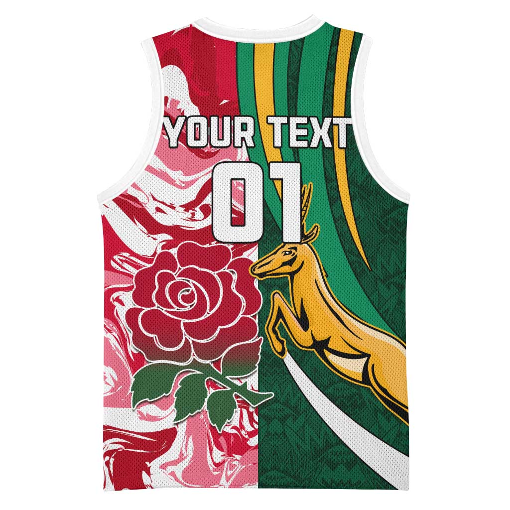 Custom South Africa and England Rugby Basketball Jersey - The Red Rose with Protea Pattern LT01