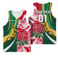 Custom South Africa and England Rugby Basketball Jersey - The Red Rose with Protea Pattern LT01