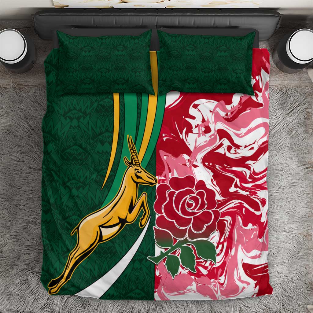 South Africa and England Rugby Bedding Set - The Red Rose with Protea Pattern