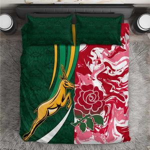 South Africa and England Rugby Bedding Set - The Red Rose with Protea Pattern