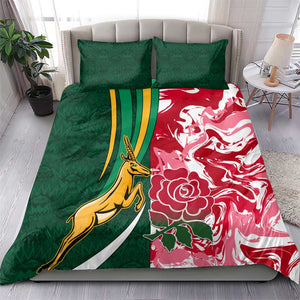 South Africa and England Rugby Bedding Set - The Red Rose with Protea Pattern