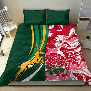 South Africa and England Rugby Bedding Set - The Red Rose with Protea Pattern