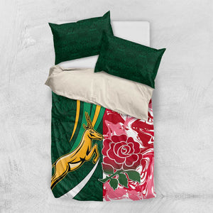 South Africa and England Rugby Bedding Set - The Red Rose with Protea Pattern