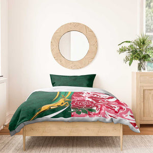 South Africa and England Rugby Bedding Set - The Red Rose with Protea Pattern