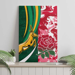 South Africa and England Rugby Canvas Wall Art - The Red Rose with Protea Pattern