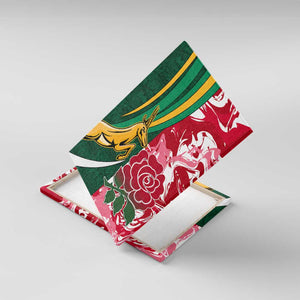 South Africa and England Rugby Canvas Wall Art - The Red Rose with Protea Pattern