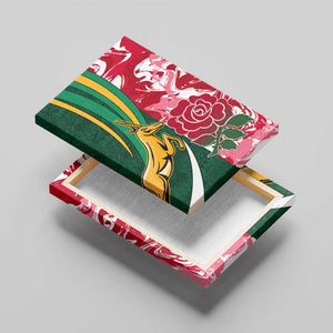 South Africa and England Rugby Canvas Wall Art - The Red Rose with Protea Pattern