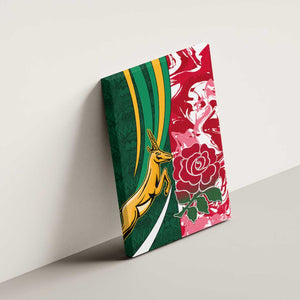 South Africa and England Rugby Canvas Wall Art - The Red Rose with Protea Pattern