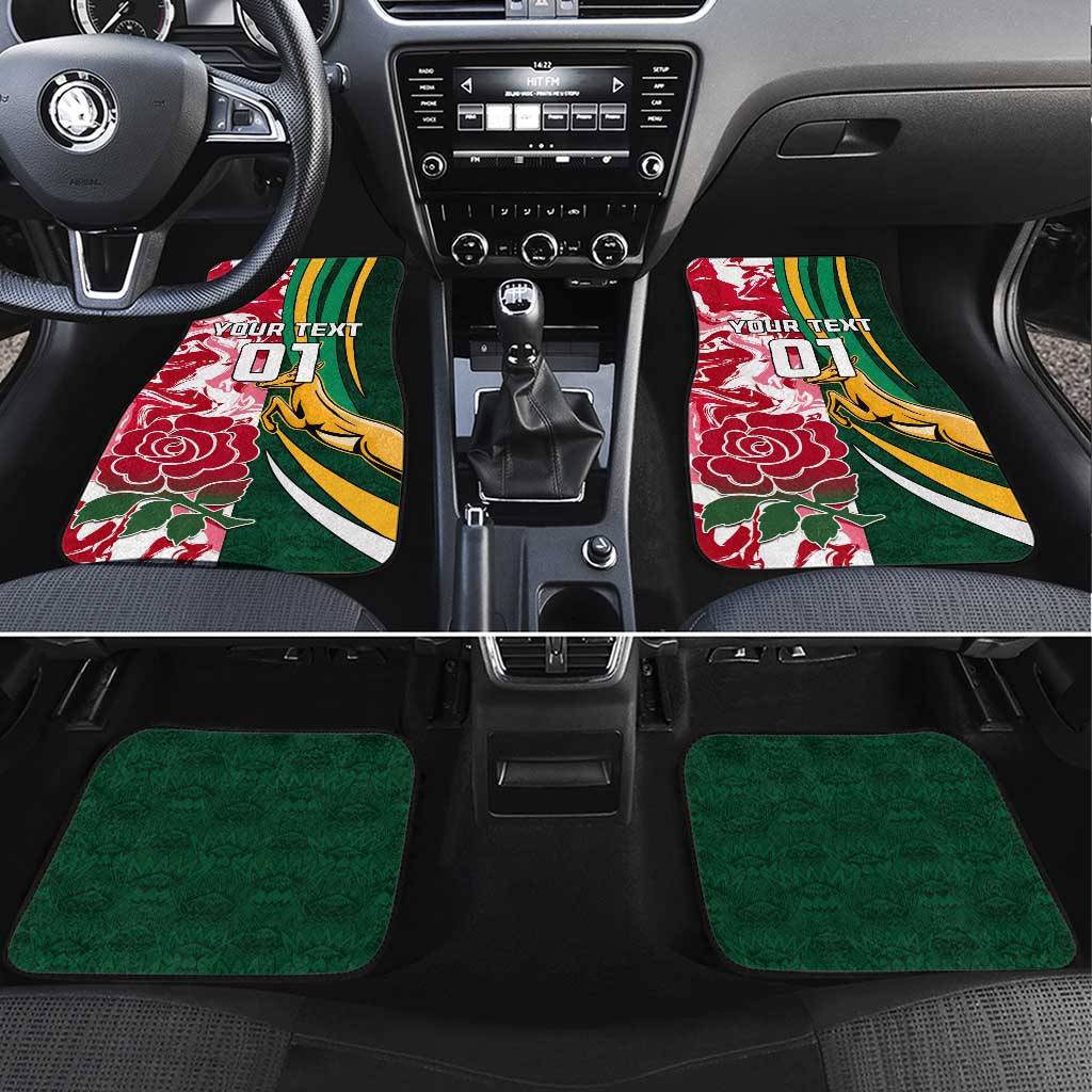 South Africa and England Rugby Car Mats - The Red Rose with Protea Pattern