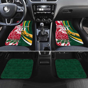 South Africa and England Rugby Car Mats - The Red Rose with Protea Pattern