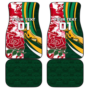 South Africa and England Rugby Car Mats - The Red Rose with Protea Pattern