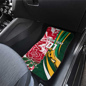 South Africa and England Rugby Car Mats - The Red Rose with Protea Pattern