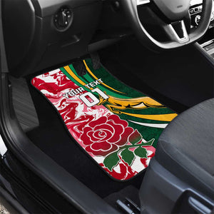 South Africa and England Rugby Car Mats - The Red Rose with Protea Pattern