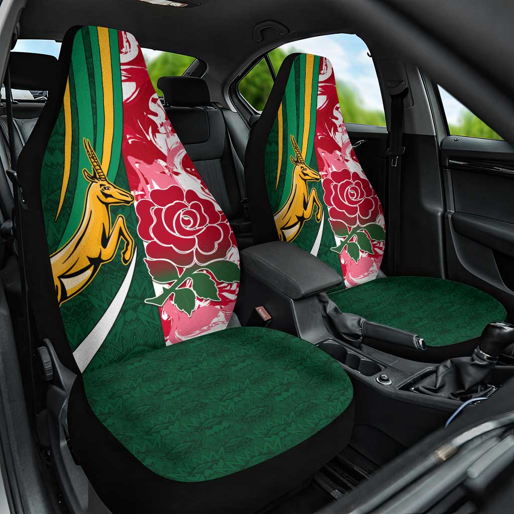 South Africa and England Rugby Car Seat Cover - The Red Rose with Protea Pattern