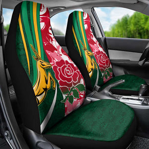 South Africa and England Rugby Car Seat Cover - The Red Rose with Protea Pattern