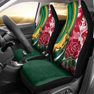 South Africa and England Rugby Car Seat Cover - The Red Rose with Protea Pattern