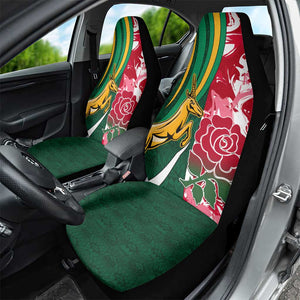 South Africa and England Rugby Car Seat Cover - The Red Rose with Protea Pattern