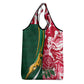 South Africa and England Rugby Grocery Bag - The Red Rose with Protea Pattern