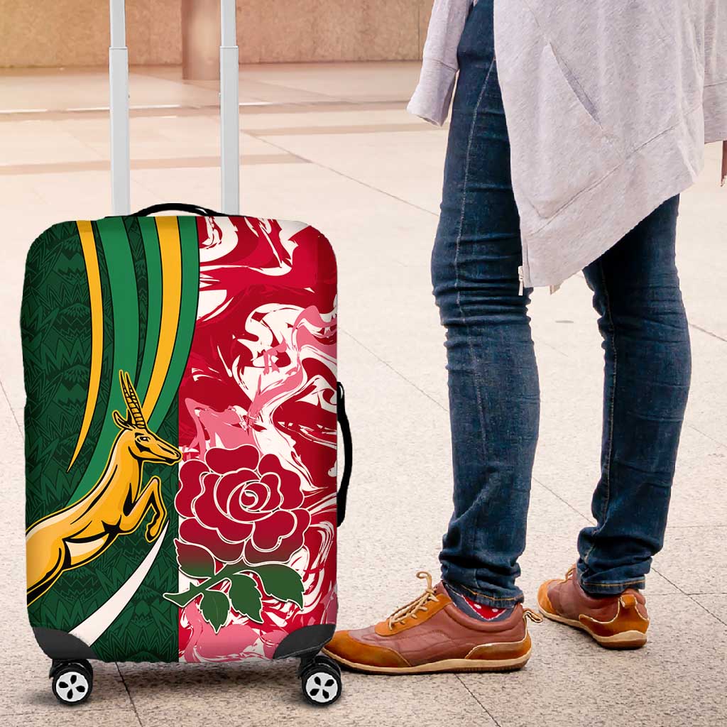 South Africa and England Rugby Luggage Cover - The Red Rose with Protea Pattern