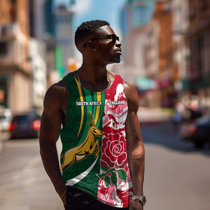 Custom South Africa and England Rugby Men Tank Top - The Red Rose with Protea Pattern