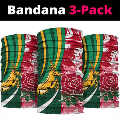 South Africa and England Rugby Neck Gaiter - The Red Rose Protea Pattern LT01