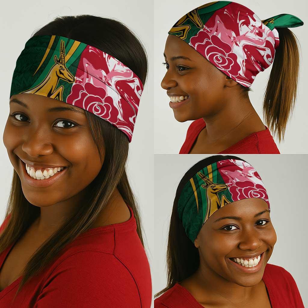 South Africa and England Rugby Neck Gaiter - The Red Rose Protea Pattern LT01