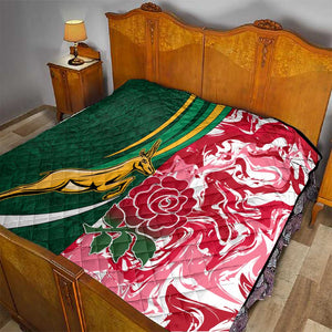 South Africa and England Rugby Quilt - The Red Rose with Protea Pattern