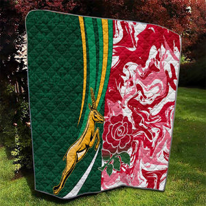 South Africa and England Rugby Quilt - The Red Rose with Protea Pattern