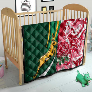 South Africa and England Rugby Quilt - The Red Rose with Protea Pattern