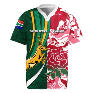 Custom South Africa and England Rugby Rugby Jersey - The Red Rose with Protea Pattern