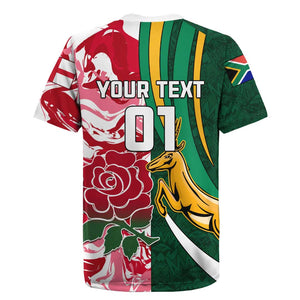 Custom South Africa and England Rugby Rugby Jersey - The Red Rose with Protea Pattern