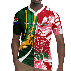 Custom South Africa and England Rugby Rugby Jersey - The Red Rose with Protea Pattern