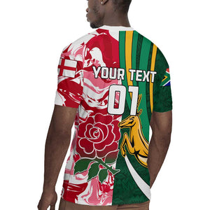 Custom South Africa and England Rugby Rugby Jersey - The Red Rose with Protea Pattern