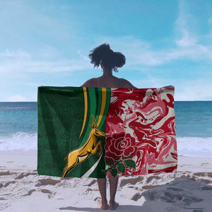 South Africa and England Rugby Sarong - The Red Rose with Protea Pattern