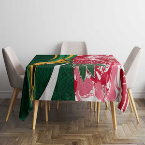 South Africa and England Rugby Tablecloth - The Red Rose with Protea Pattern